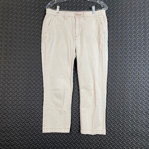 Anthropologie Chino Slim Fit Beige Capri‎ Cropped Pants Women's Size 28